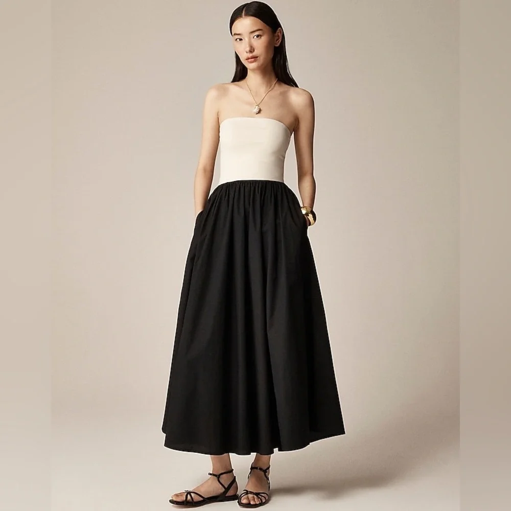J.Crew Strapless colorblock mixy dress in Natural size XS